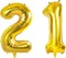 Number 21 Balloons for 21st Birthday Party Decorations, 0-100 Large No.21 for Her Him (Gold)